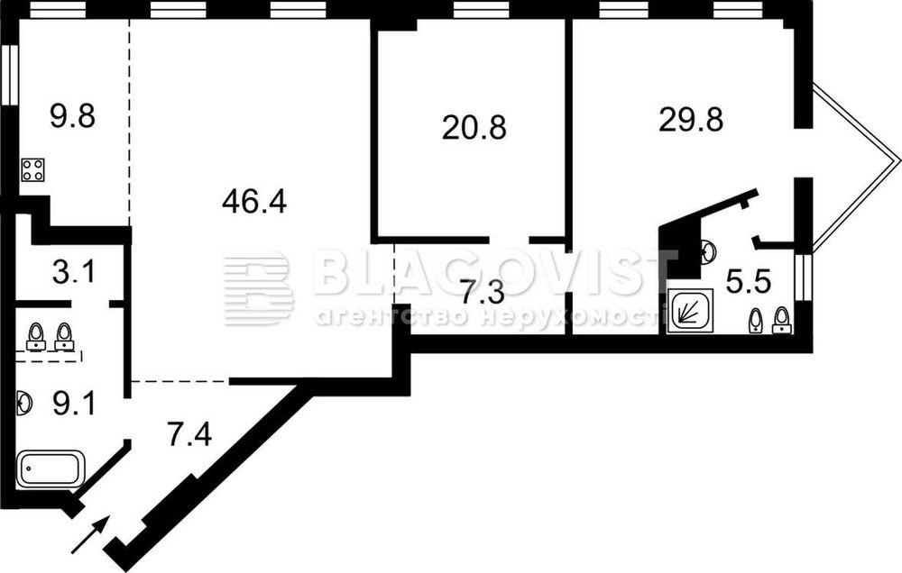 Квартира на вул. Назарівська, 7б в Києві, ID 321639, фото №22
