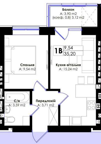 Квартира на ЖК «Основа 1» в Київ, ID 320676, фото №3