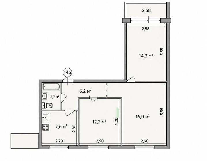 Квартира на вул. Харківське шоссе, 2 в Києві, ID 320486, фото №17