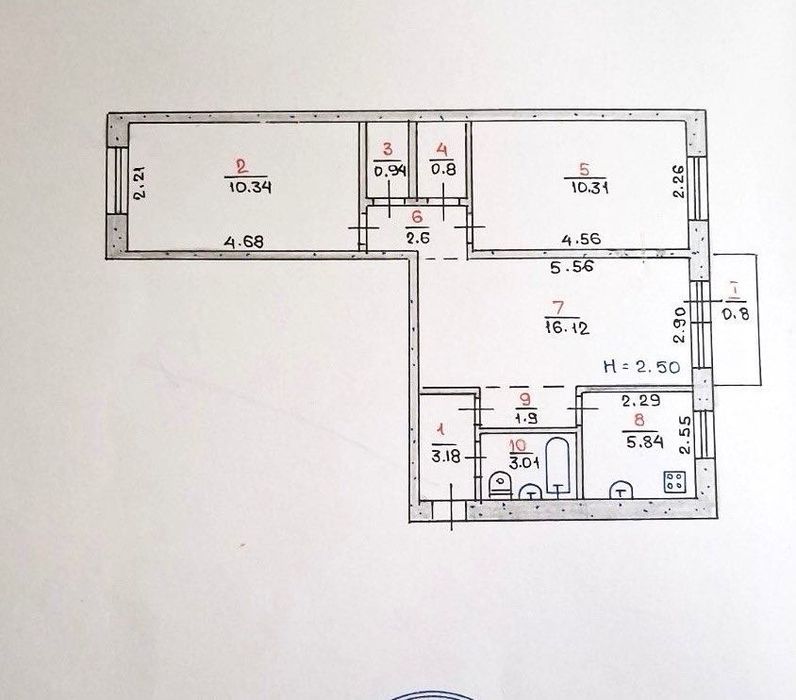 Квартира на вул. Симони Петлюри, 27 в Кривому Розі, ID 336939, фото №15