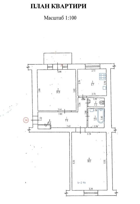 Квартира на просп. Віталія Грицаєнка, 13А в Полтаві, ID 340192, фото №19