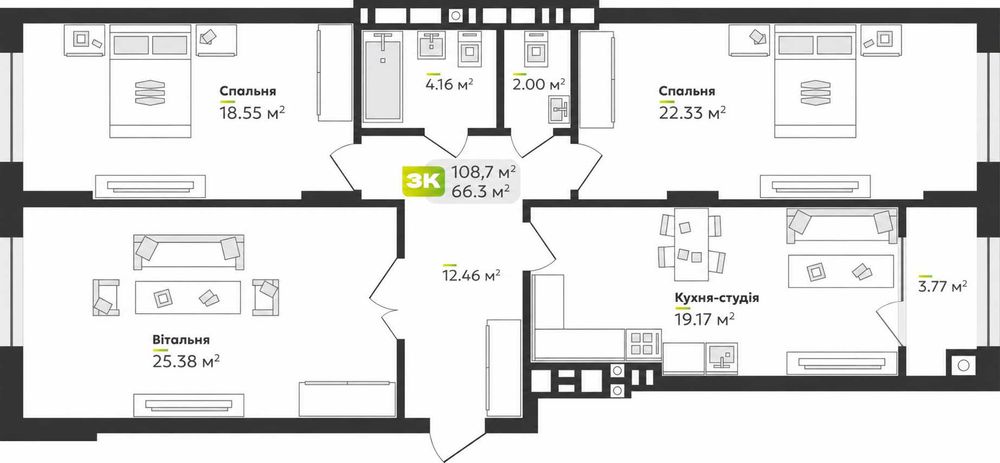 Квартира на вул. Угорська, 12 в Львів, ID 355263, фото №1