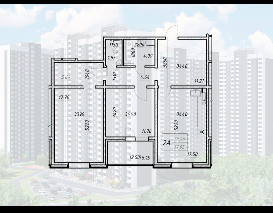 Квартира на вул. Коноплянська, 22 в Київ, ID 355149, фото №1