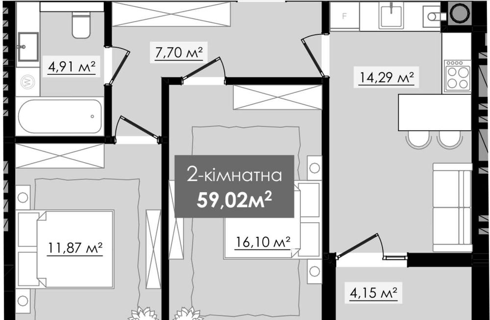 Квартира на ЖК Millennium River Club в Івано-Франківську, ID 357352, фото №3