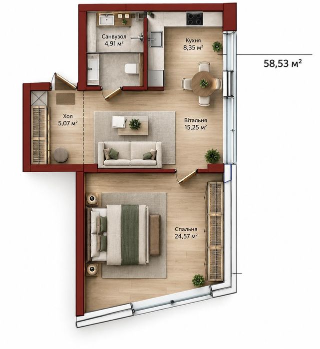 Квартира на вул. Ярославенка, 23А в Львові, ID 358125, фото №6