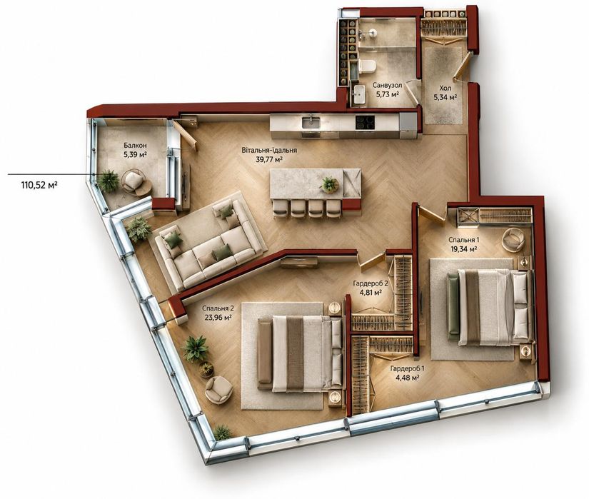 Квартира на вул. Ярославенка, 23А в Львові, ID 358022, фото №9