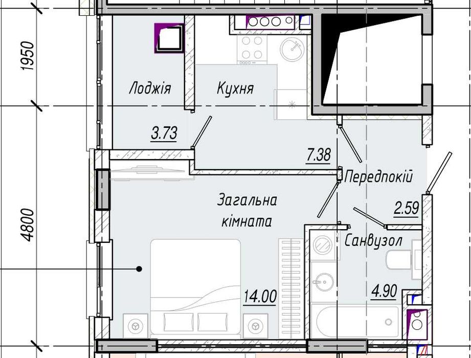Квартира на вул. Сахарова в Одесі, ID 383347, фото №3