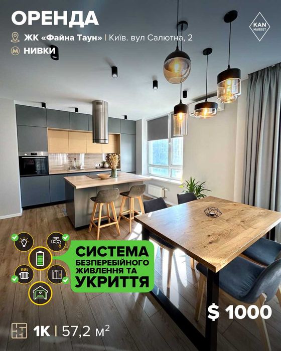 Орендувати квартиру за адресою Файна Таун в Київ на Findly.com.ua Квартира на Файна Таун в Київ, ID 384798, фото №1