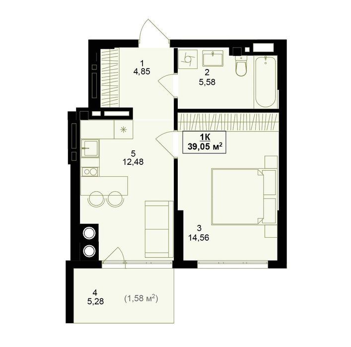 Квартира на ЖК Green Side, ID 398134, фото №1