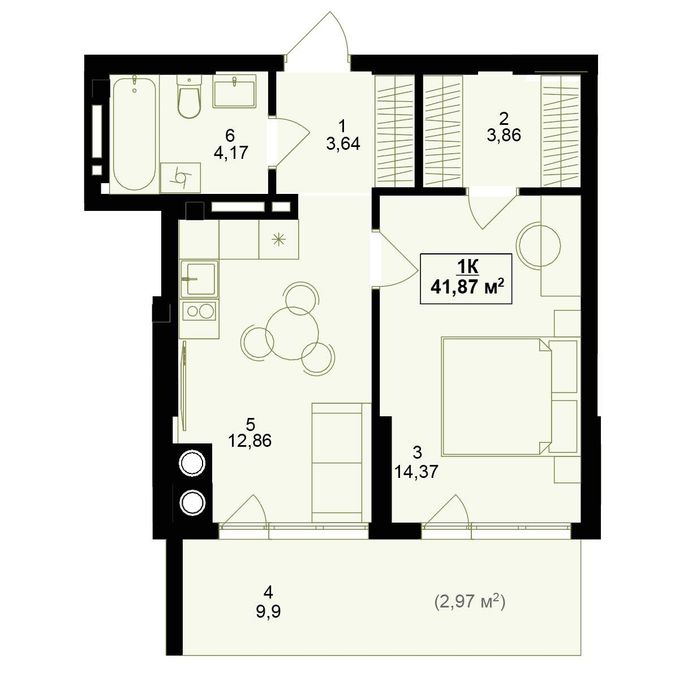 Квартира на ЖК Green Side, ID 398314, фото №1