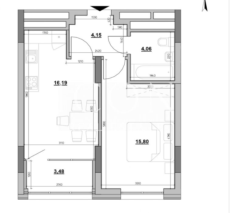 Квартира на шосе Залізничне, 45а в Києві, ID 399181, фото №2
