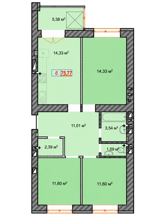 Квартира на ЖК «Молодість» в Києві, ID 402613, фото №12