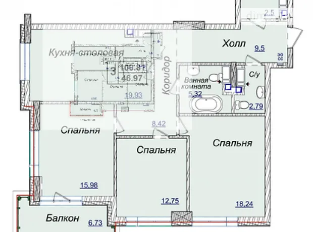 Квартира на вул. Андрія Верхогляда, 19А в Києві, ID 207983, фото №2