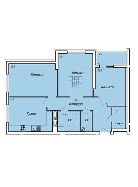 Квартира на вул. Полковника Данила Нечая, 25 в Тернополі, ID 330976, фото №13