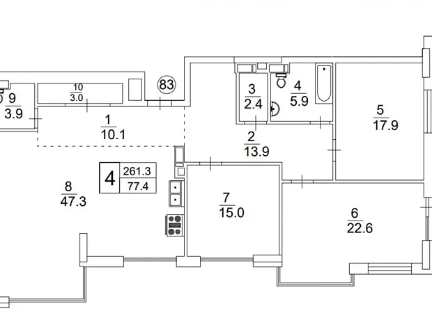 Квартира на вул. Андрія Верхогляда, 19А в Києві, ID 286266, фото №5