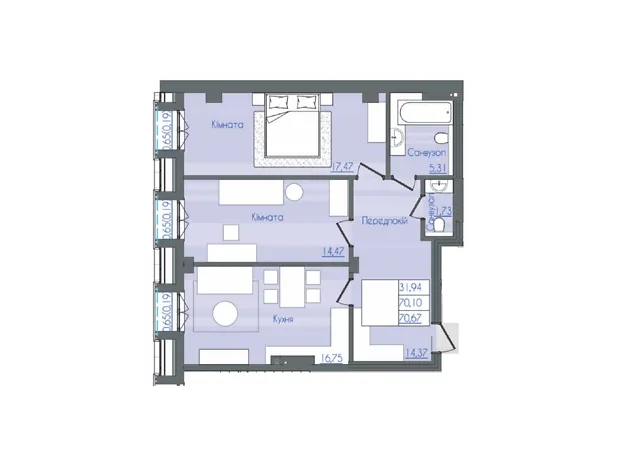 Квартира на вул. Фонтанська дорога, 64\u002F1 в Одесі, ID 176342, фото №22