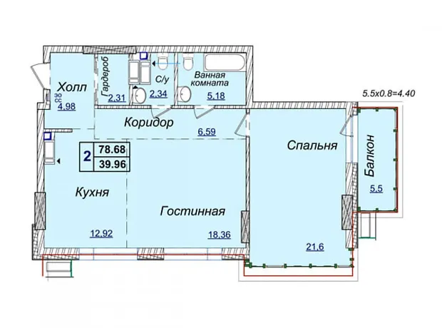 Квартира на вул. Андрія Верхогляда, 19А в Києві, ID 201027, фото №2