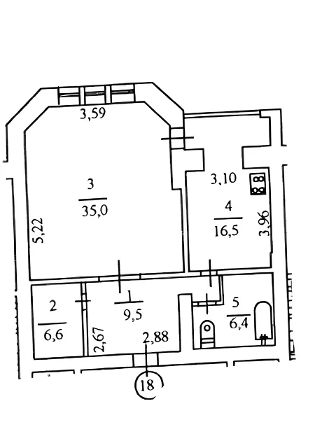 Квартира на вул. Дмитрівська 9-11 в Києві, ID 171925, фото №15