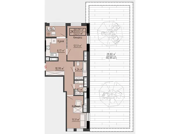 Квартира на вул. Яреми, 18 в Тернополі, ID 221433, фото №2