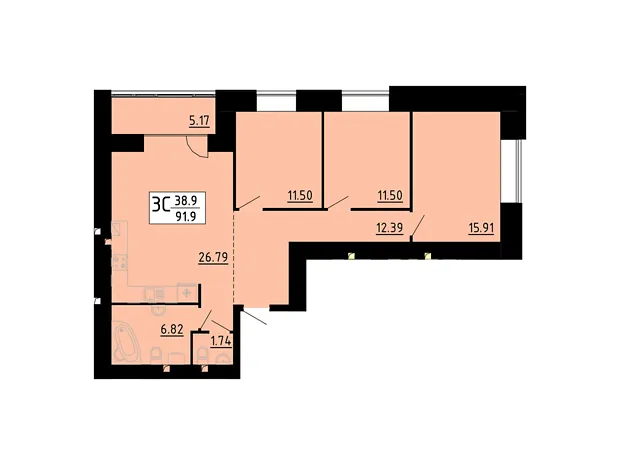 Квартира на вул. Академіка Сергія Корольова, 7Б, ID 360941, фото №1