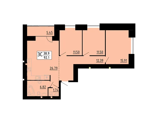 Квартира на вул. Академіка Сергія Корольова, 7Б, ID 360932, фото №1
