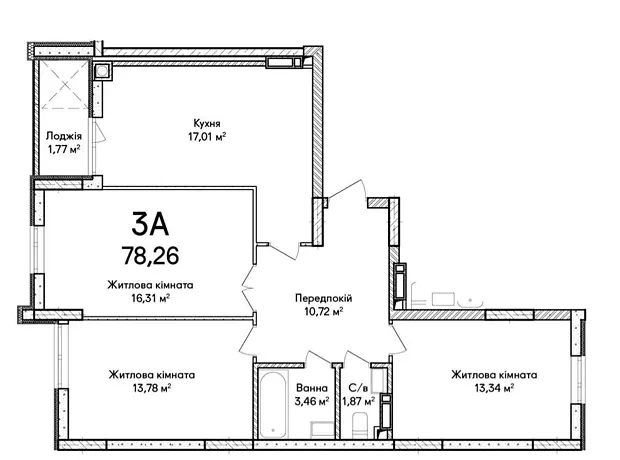 Квартира на вул. Ольги Кобилянської 1В/18 в Київ, ID 227347, фото №2