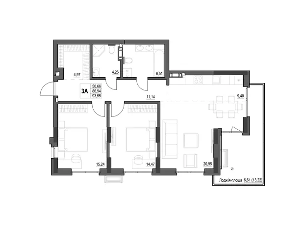 Квартира на вул. Яновського 65/52 в Кропивницький, ID 292083, фото №1