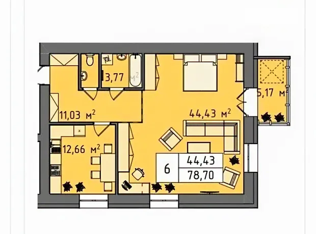Квартира на пров. Симона Петлюри 7/3 в Хмельницькому, ID 220446, фото №1