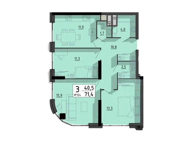 Квартира на вул. Білецька, 56 в Тернополі, ID 227704, фото №2