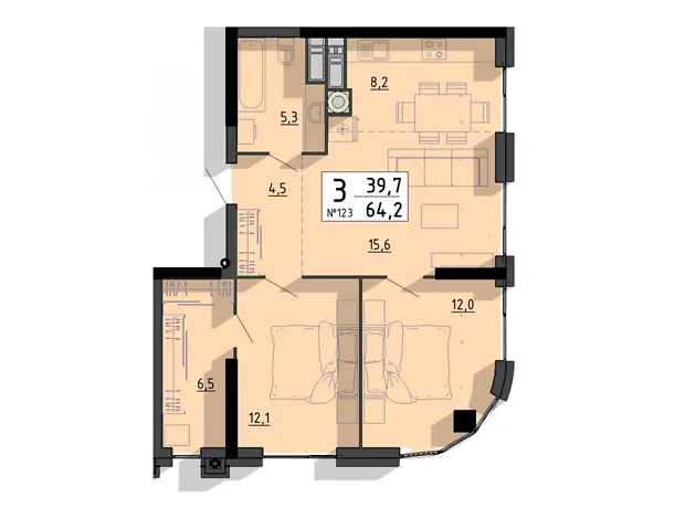 Квартира на вул. Білецька, 56 в Тернопіль, ID 219606, фото №2