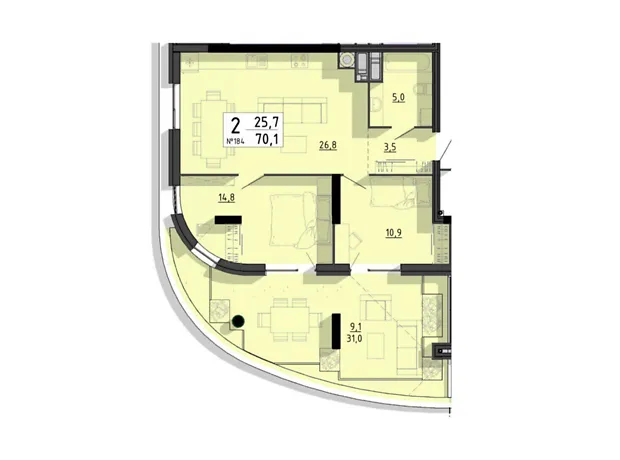 Квартира на вул. Білецька, 56 в Тернополі, ID 223897, фото №2