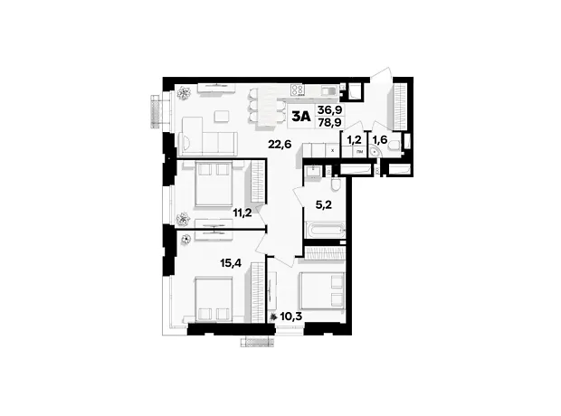 Квартира на пров. Цегельний, 12 в Вінниця, ID 331328, фото №1