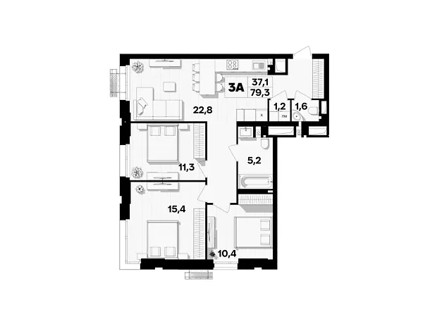 Квартира на пров. Цегельний, 12 в Вінниця, ID 219333, фото №2