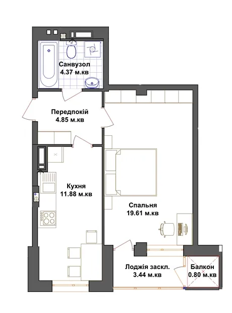 Квартира на вул. Генерала Мирона Тарнавського, 7 в Тернополі, ID 240350, фото №10