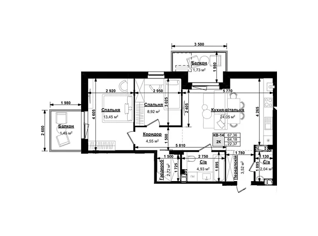 Квартира на вул. бічна Стрийська, 1 в Львові, ID 306154, фото №2
