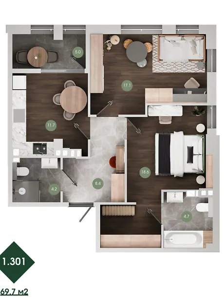 Квартира на вул. 28-ї Бригади, 12Д в Одесі, ID 261801, фото №1