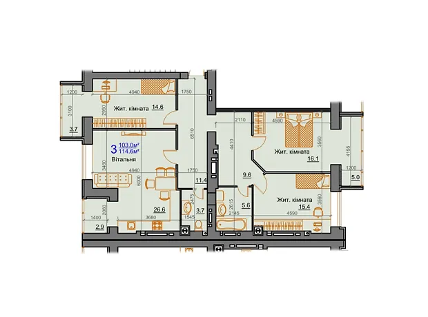 Квартира на вул. Курортна 7В/7 в Миколаєві, ID 174418, фото №2