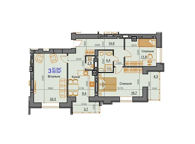 Квартира на вул. Курортна 7В/7 в Миколаєві, ID 184268, фото №2
