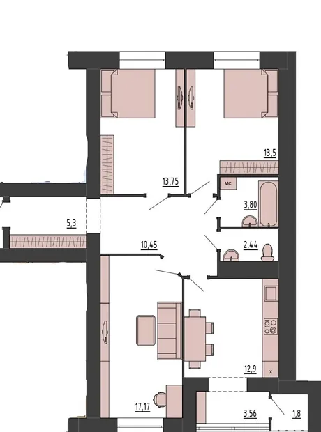 Квартира на шосе Старокостянтинівське 5/5А в Хмельницький, ID 244130, фото №3