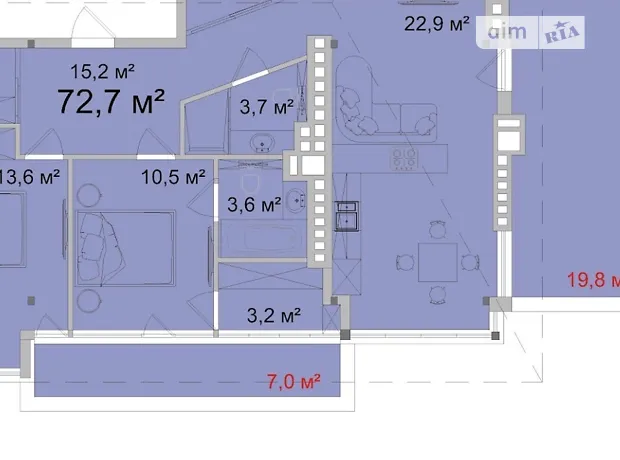 Квартира на вул. Космонавтів, 23К в Одесі, ID 172451, фото №7