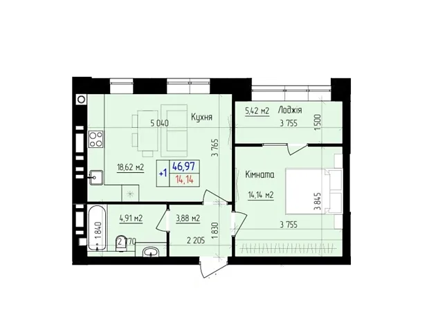 Квартира на вул. Ярослава Мудрого, 15 в Хмельницькому, ID 242617, фото №2