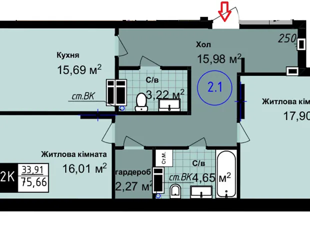Квартира на вул. Академіка Сахарова в Одесі, ID 261356, фото №10