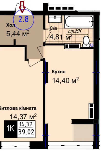 Квартира на вул. Академіка Сахарова в Одесі, ID 260648, фото №2