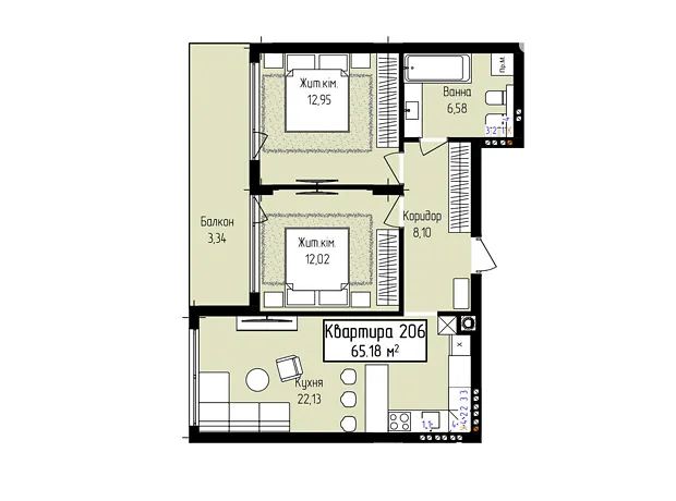 Квартира на вул. Собранецька, 129 в Ужгороді, ID 224088, фото №2