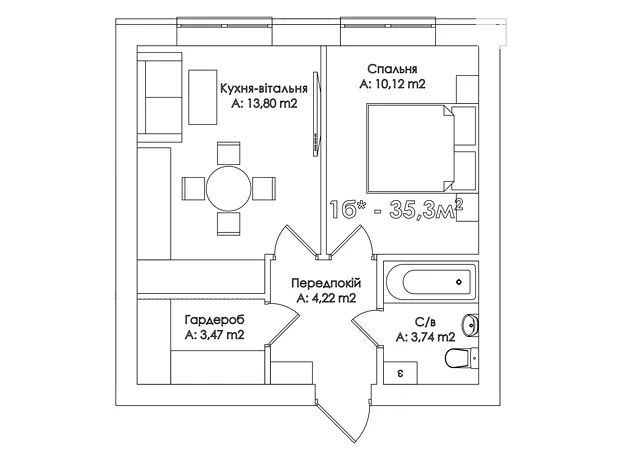 Квартира на вул. Соборна, 33 в Києві, ID 261304, фото №15