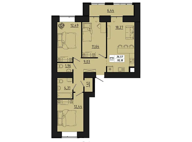 Квартира на вул. Микулинецька, 116 в Тернопіль, ID 221850, фото №2