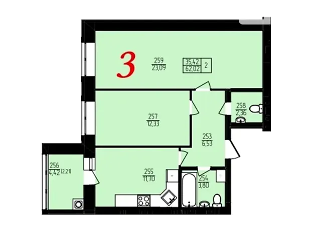 Квартира на пров. Франка Івана, 8 в Хмельницькому, ID 332767, фото №6