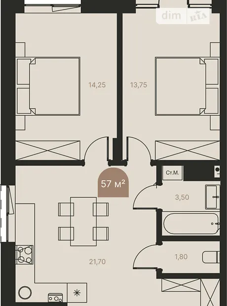 Квартира на вул. Казимира Любомирського, 7 в Рівне, ID 303962, фото №2