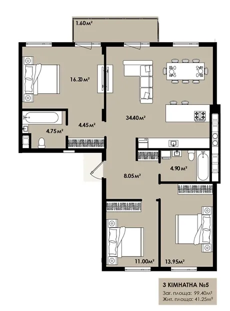 Квартира на вул. Колумба Христофора, 8 в Львові, ID 318534, фото №9