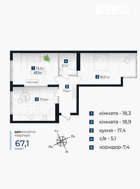 Квартира на вул. Хоткевича Гната, 45 в Івано-Франківську, ID 176562, фото №1